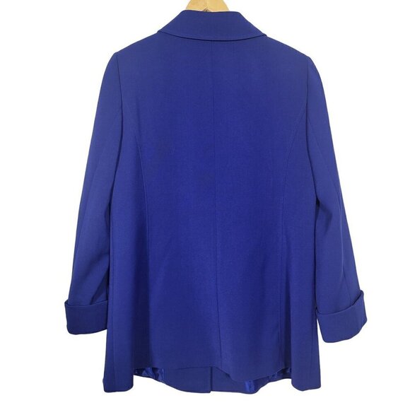 Tahari Arthur S. Levine Royal Blue Button Bow Detail, Long Coat Jacket Size 12P - Picture 9 of 12